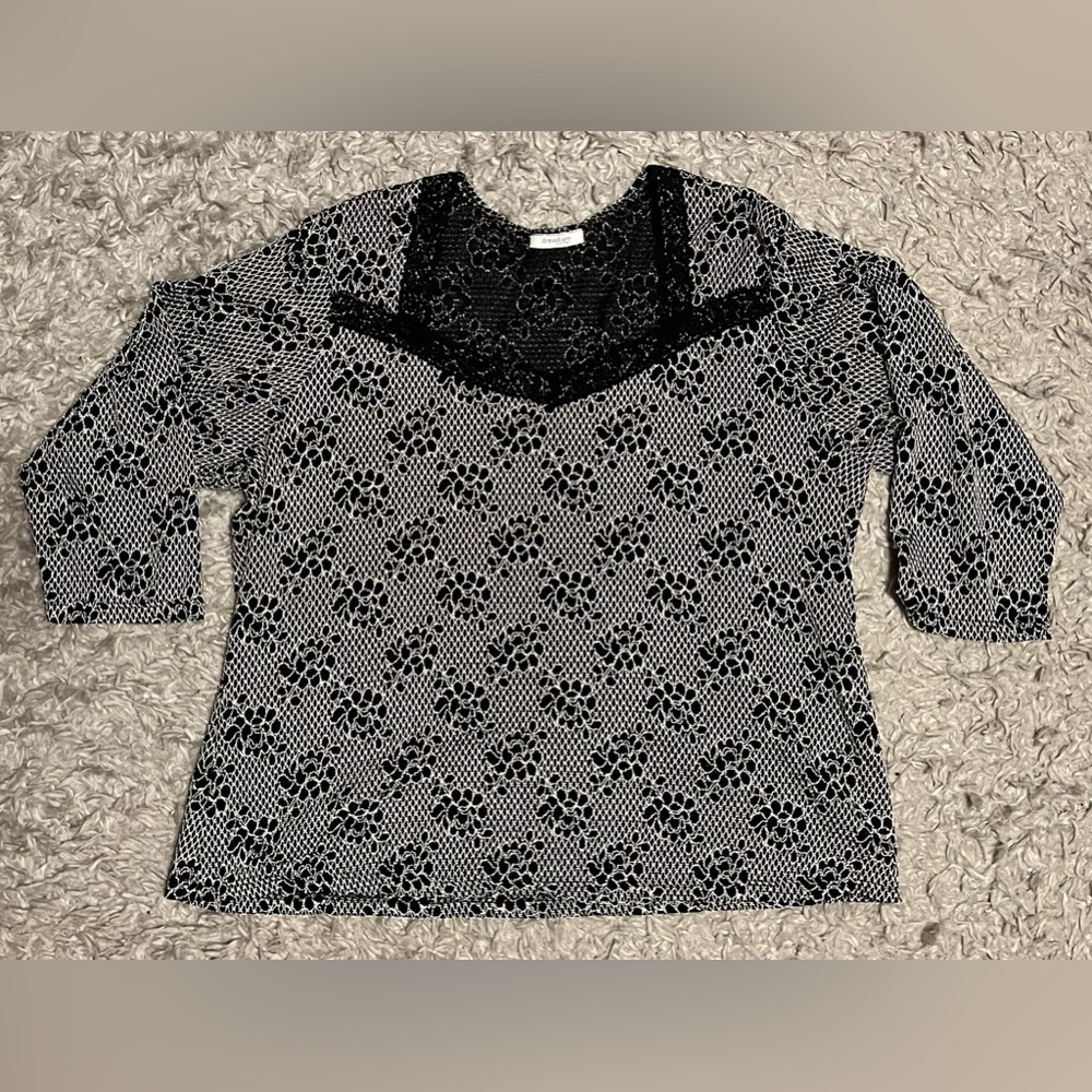 Lacy black & white blouse